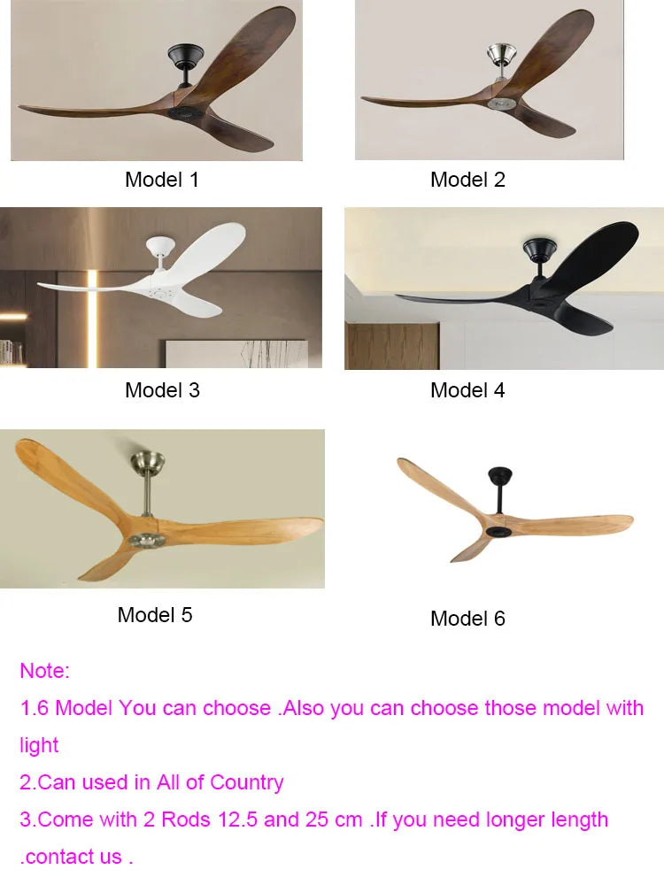 Afralia™ 88" Large Wood Blade Ceiling Fan with Remote Control and DC Motor