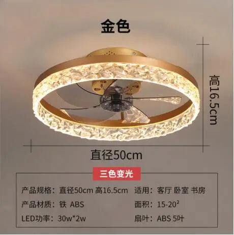 Afralia™ Nordic Crystal LED Ceiling Fan Remote Control 6 Speeds Light Fixture