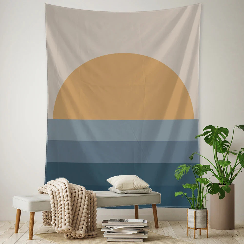 Moon Illustration Tapestry Wall Hanging Afrocentric Boho Hippie Home Decor by Afralia™