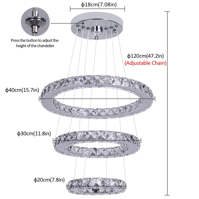 Afralia™ Luxury Crystal Ring LED Chandelier for Living & Dining Room