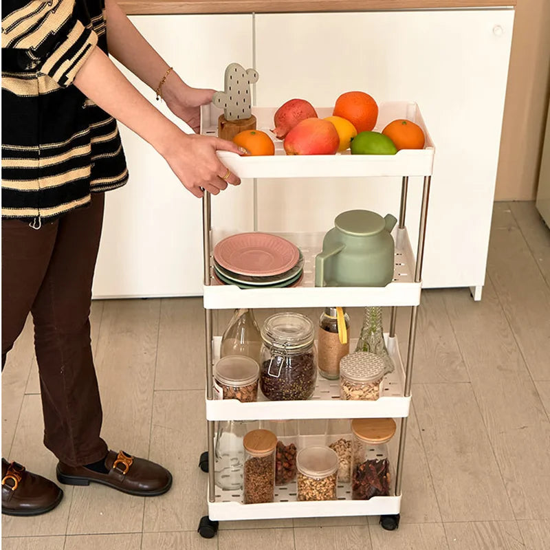 Afralia™ Slim Slide Organizer Rack: Mobile Kitchen/Bathroom Storage Shelf