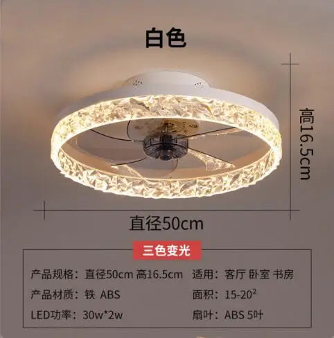 Afralia™ Nordic Crystal LED Ceiling Fan Remote Control 6 Speeds Light Fixture
