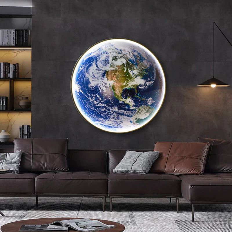 Afralia™ Modern Moon Earth Wall Lamp for Living Room Bedroom - Ambient Light Fixture