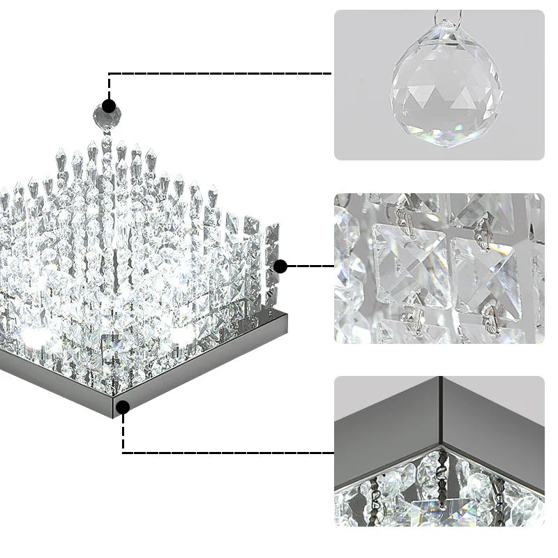 Afralia™ Crystal LED Chandelier Ceiling Lamp for Luxe Home Decor