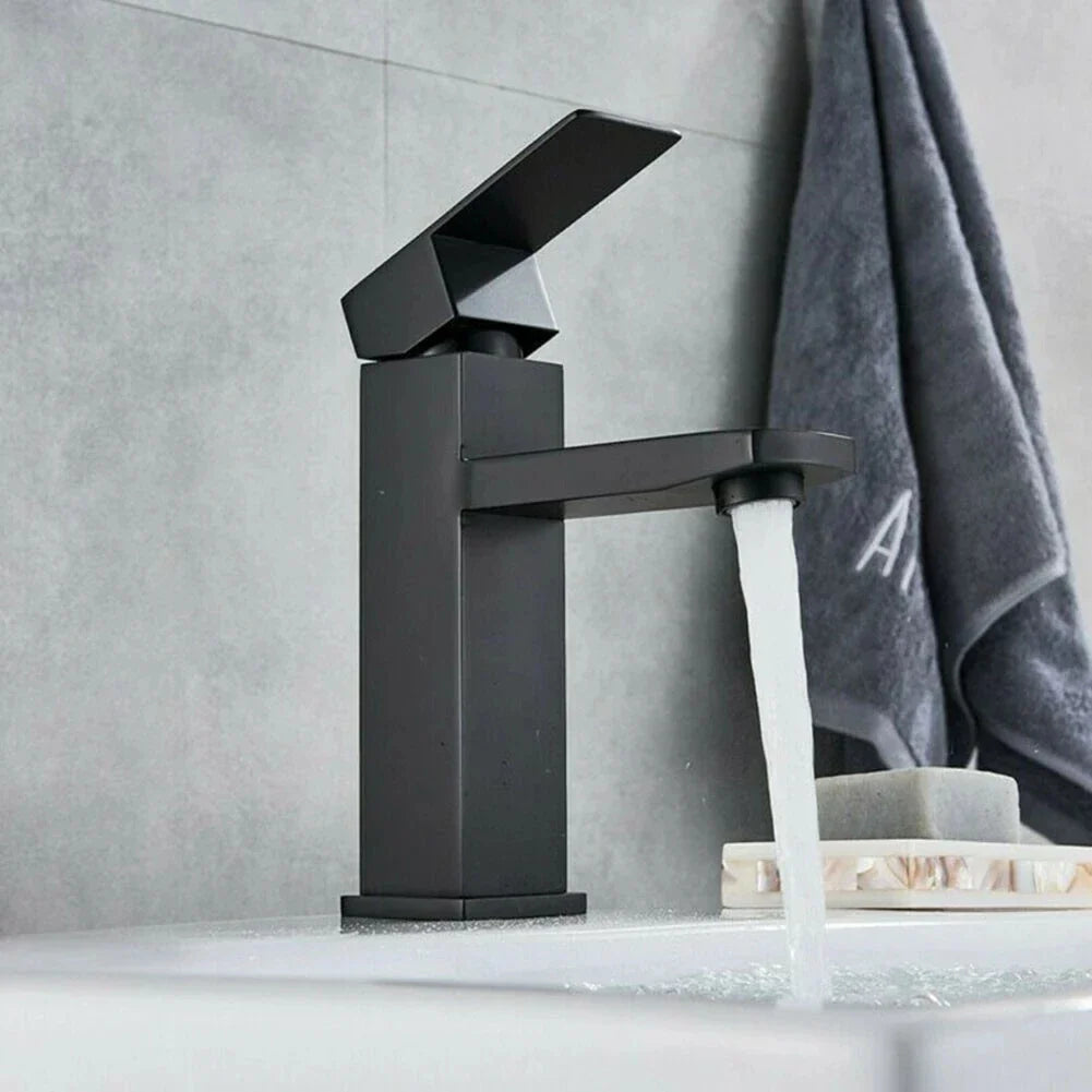 Afralia™ Matte Black Single Hole Bathroom Faucet for Hot Cold Water Sink Mixing