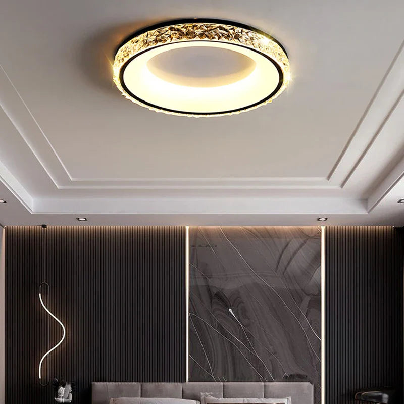 Afralia™ Concave Round LED Ceiling Light with Remote Control for Bedroom Living Room