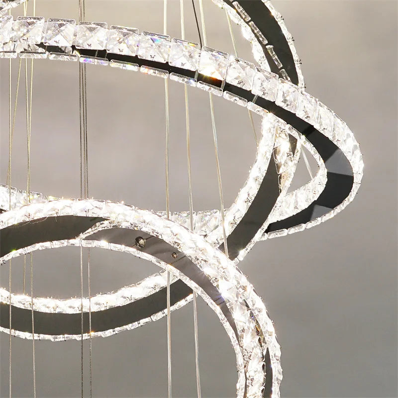 Afralia™ Luxury Crystal Ring LED Chandelier for Living & Dining Room