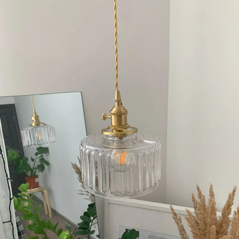 Afralia™ Nordic Glass Pendant Lamp LED Copper Finish Modern Hanging Light