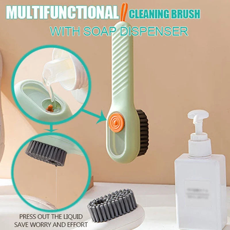 Afralia™ Soft Long Handle Shoe Brush with Automatic Cleaning for Home & Clothing