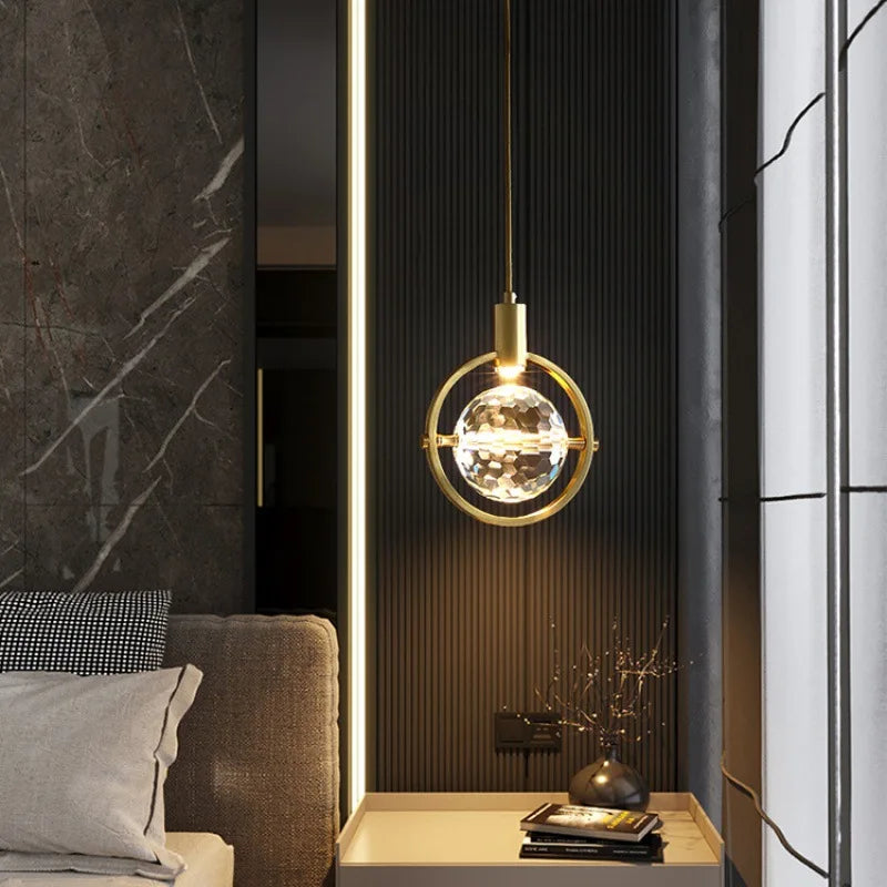 Afralia™ Crystal LED Ceiling Lamp Chandelier Iron Art Bar Home Decor.