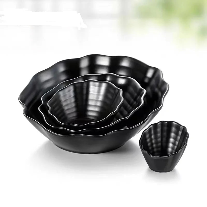 Afralia™ Melamine Deep Salad Bowl - Eco-Friendly Tableware in Black