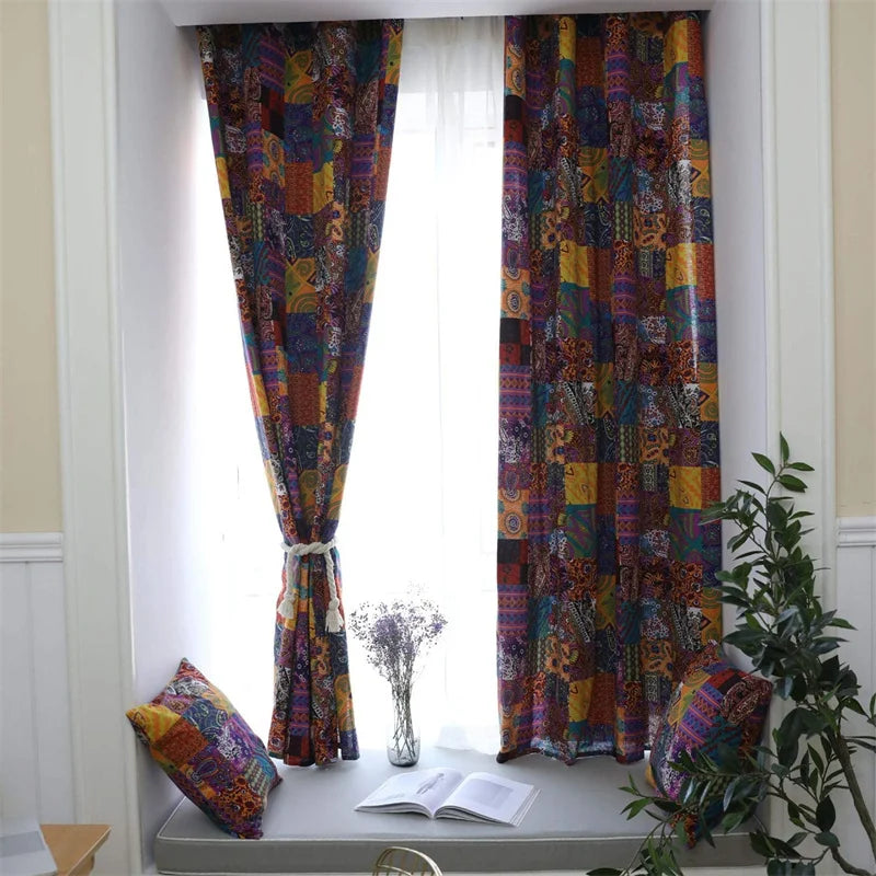 Afralia™ Bohemian Retro Ethnic Cotton Linen Curtain