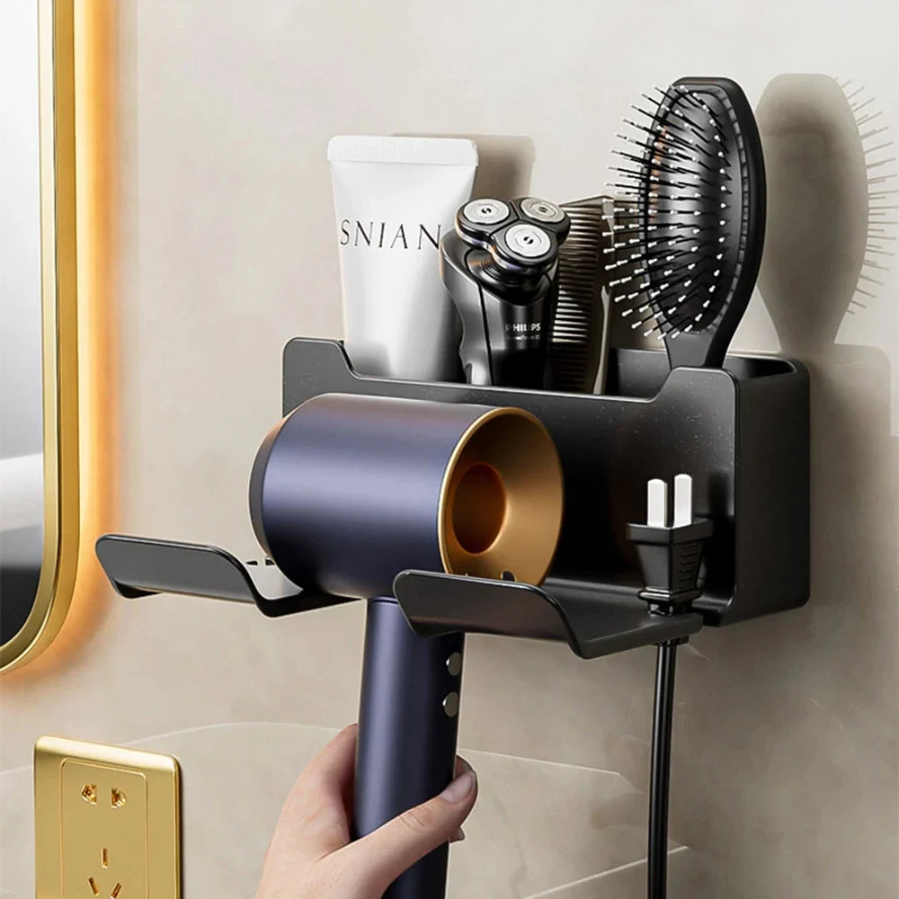 Afralia™ Hair Dryer Holder and Bathroom Shelves with Storage Box