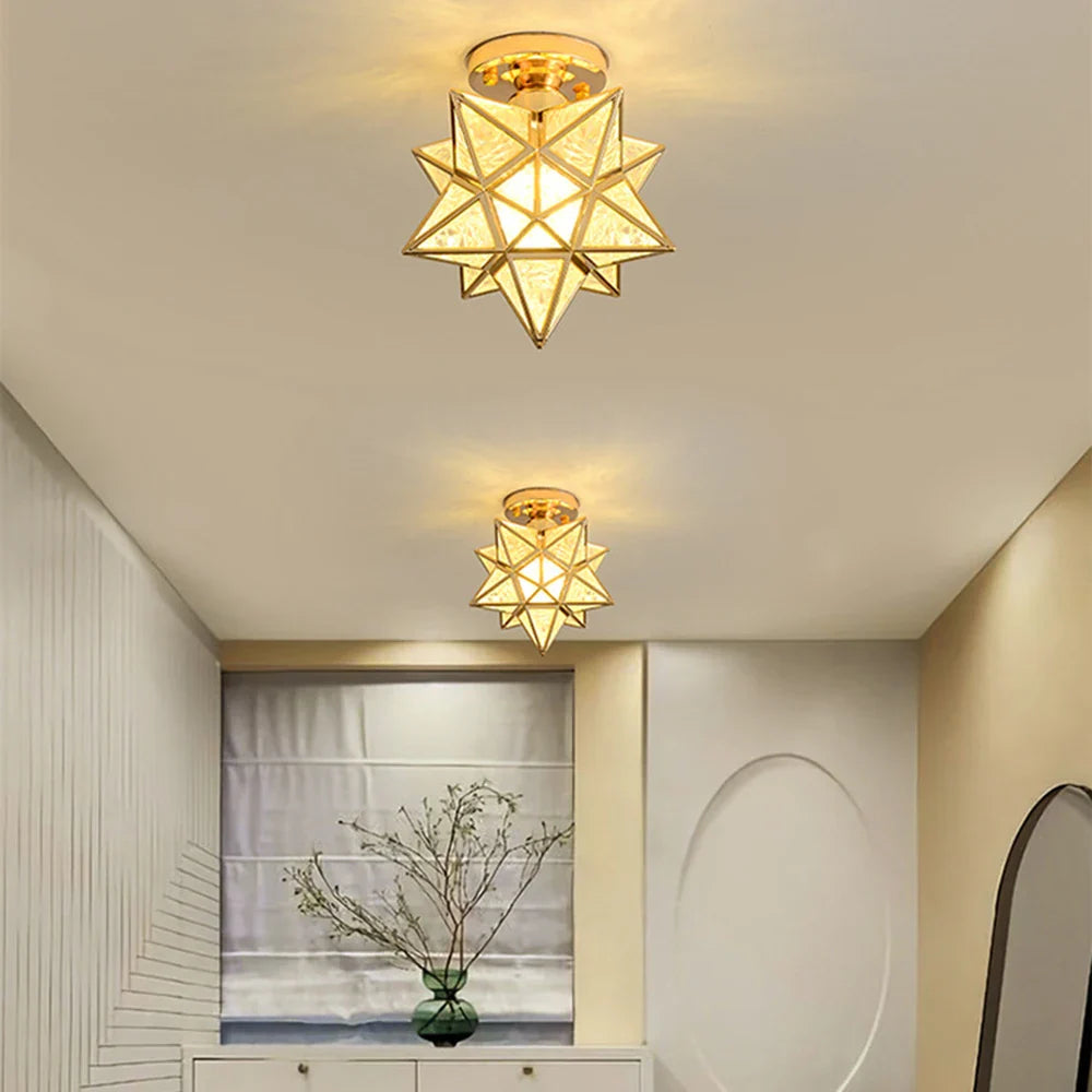 Afralia™ Modern Golden Star Ceiling Lights for Dining Room Kitchen Décor