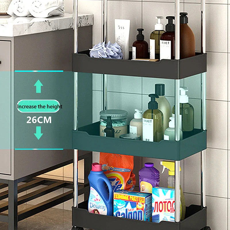 Afralia™ Slim Slide Organizer Rack: Mobile Kitchen/Bathroom Storage Shelf