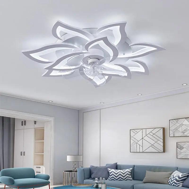 Afralia™ Smart Ceiling Fan Light with DC Motor, Luxury Design for Dining Room