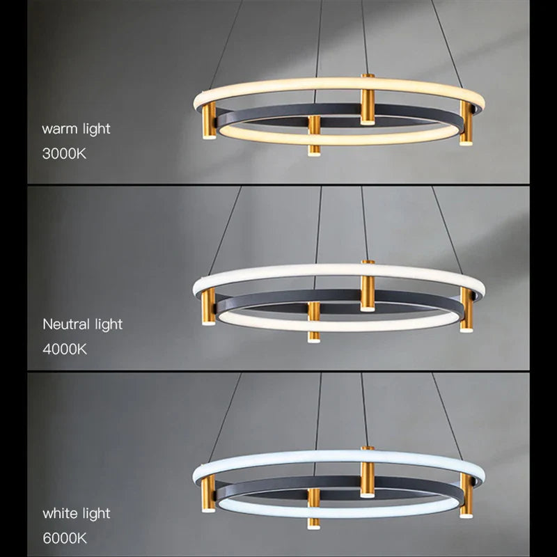 Afralia™ Modern LED Ceiling Chandelier | Two Rings 2Decks | Nordic Designer Pendant Light