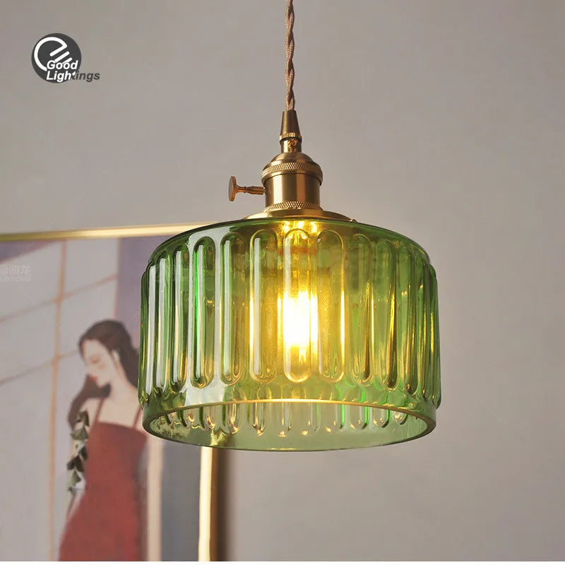 Afralia™ Nordic Glass Pendant Lamp LED Copper Finish Modern Hanging Light