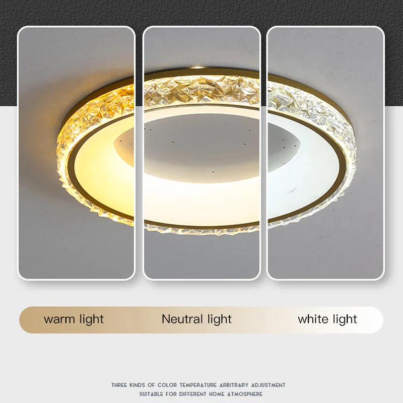 Afralia™ Concave Round LED Ceiling Light with Remote Control for Bedroom Living Room