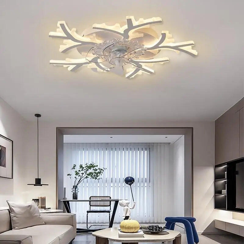 Afralia™ Smart Ceiling Fan Light with DC Motor, Luxury Design for Dining Room