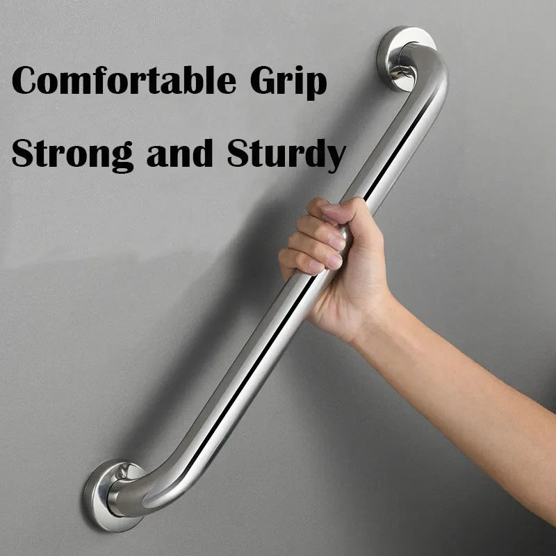 Afralia™ Stainless Steel Toilet Handrail Bar Towel Rack Shower Handle Non-slip Grip