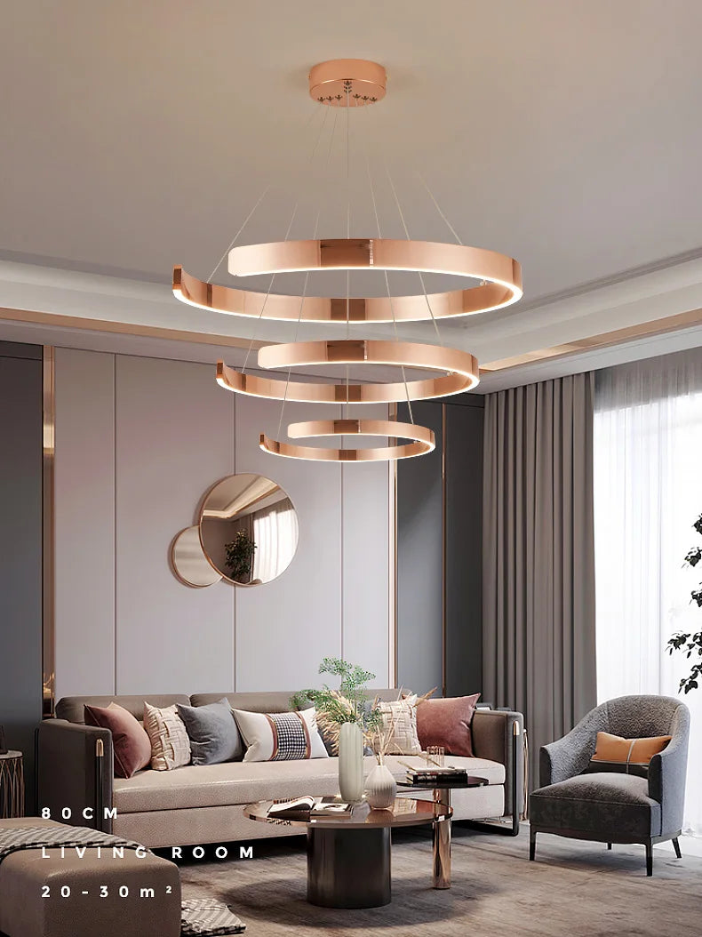 Afralia™ Round Ring LED Chandelier for Dining Room Bedroom Living Room Modern Nordic Decor