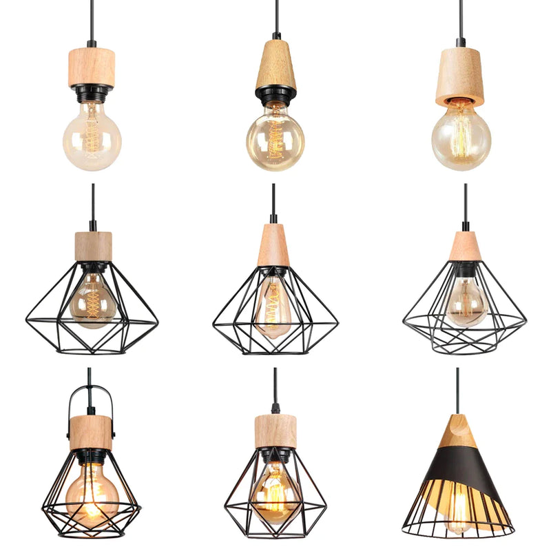 Afralia™ Nordic Loft Industrial Wood Pendant Light for Modern Living Room Lighting Fixture