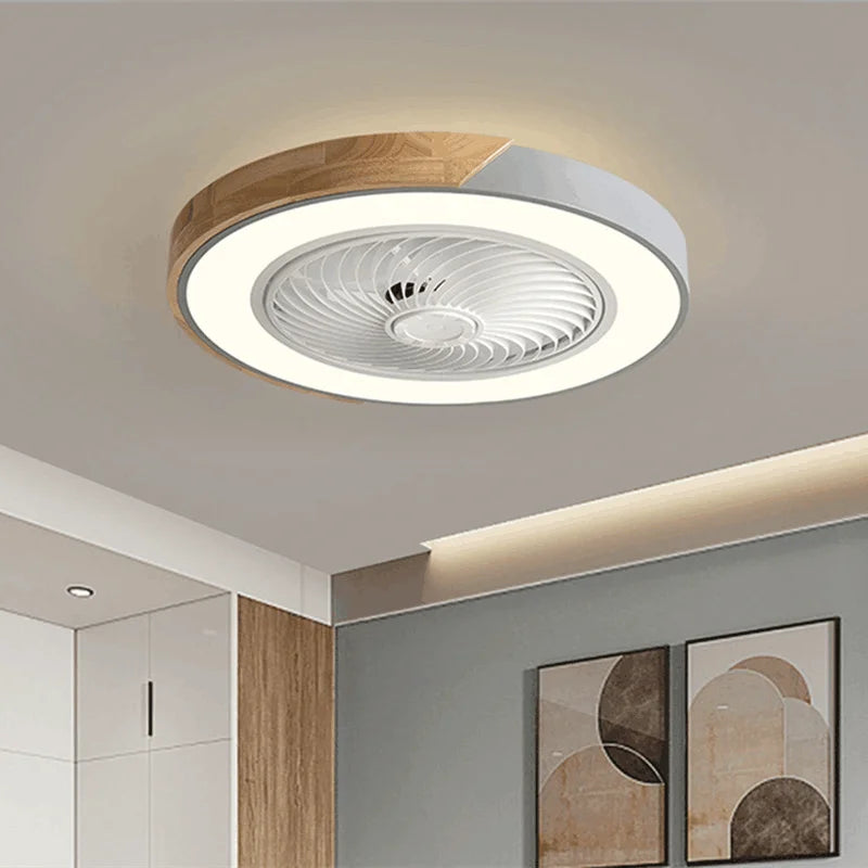 Afralia™ Wood Design LED Ceiling Fan with Remote Control for Bedroom