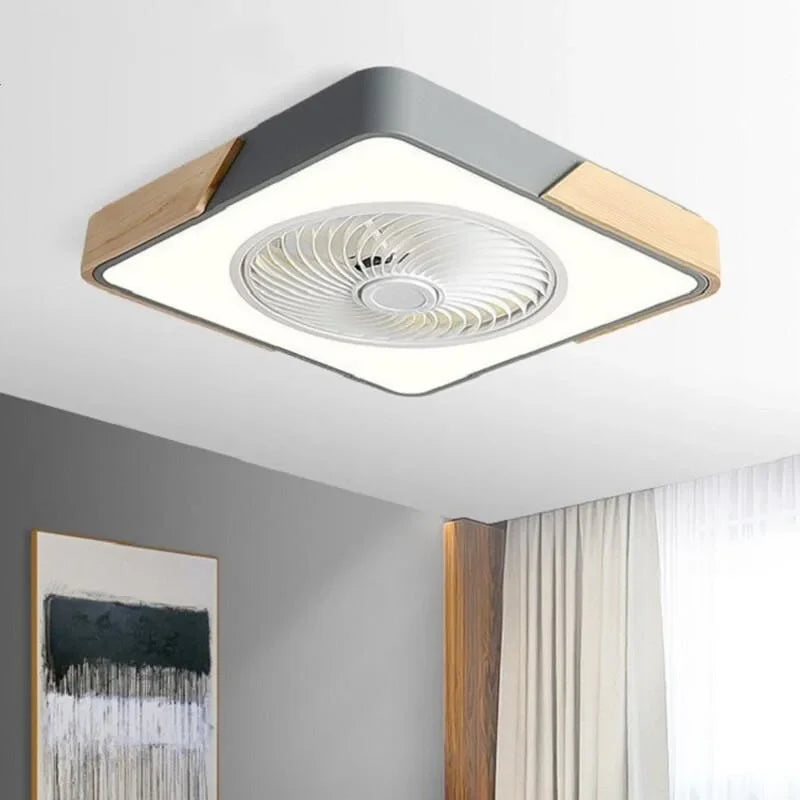 Afralia™ Wood Design LED Ceiling Fan with Remote Control for Bedroom