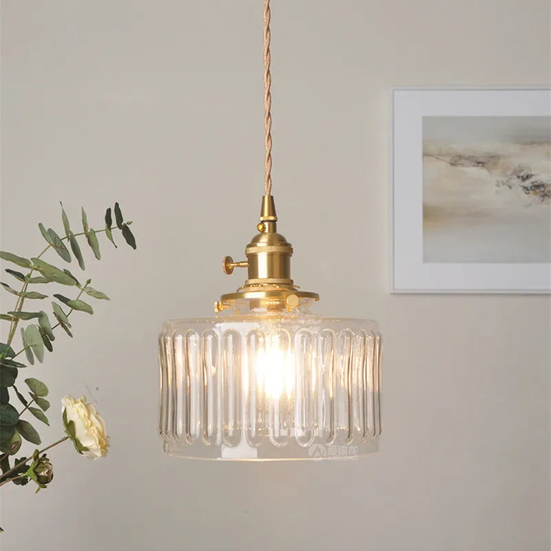 Afralia™ Nordic Glass Pendant Lamp LED Copper Finish Modern Hanging Light