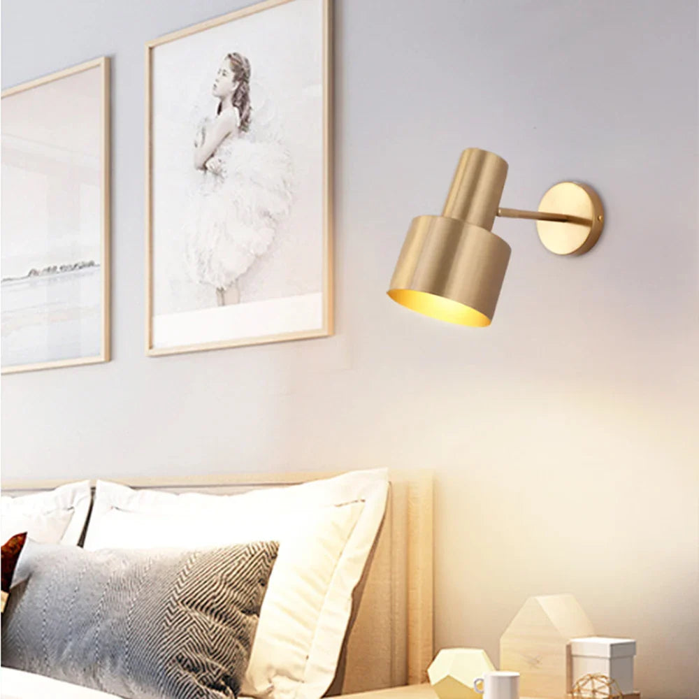 Afralia™ Nordic Brass Plated Wall Lamp for Elegant Bedroom and Office Lighting