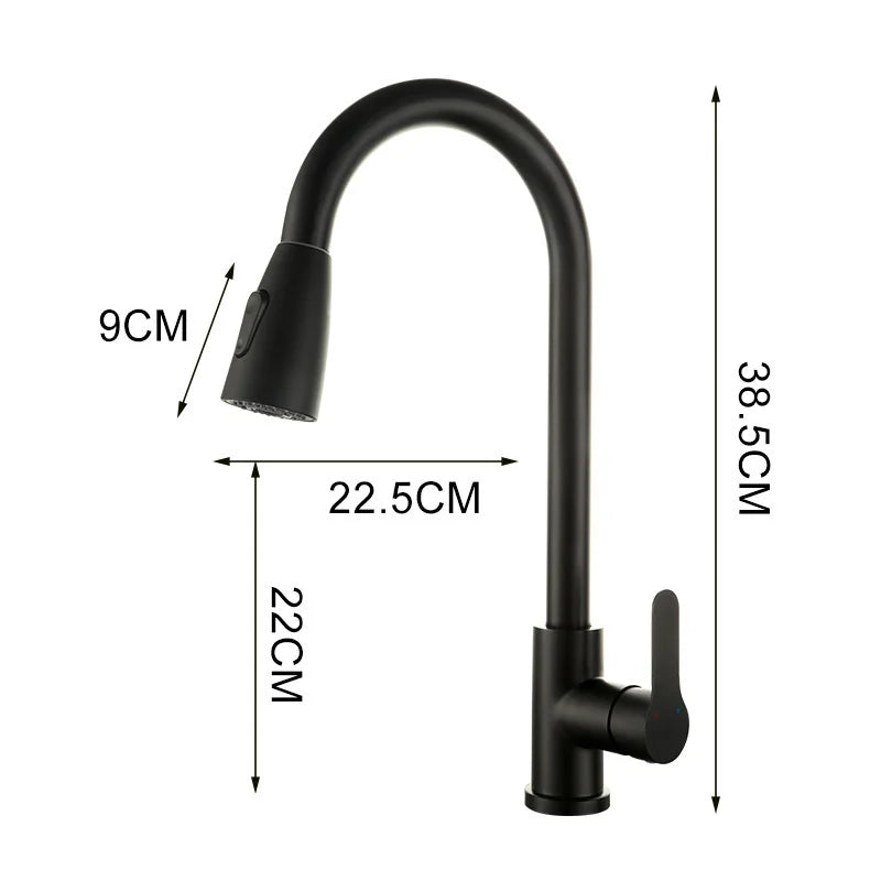 Afralia™ Pull Out Spout Kitchen Faucet, Single Hole Mixer Tap with Stretchable Sprayer Head