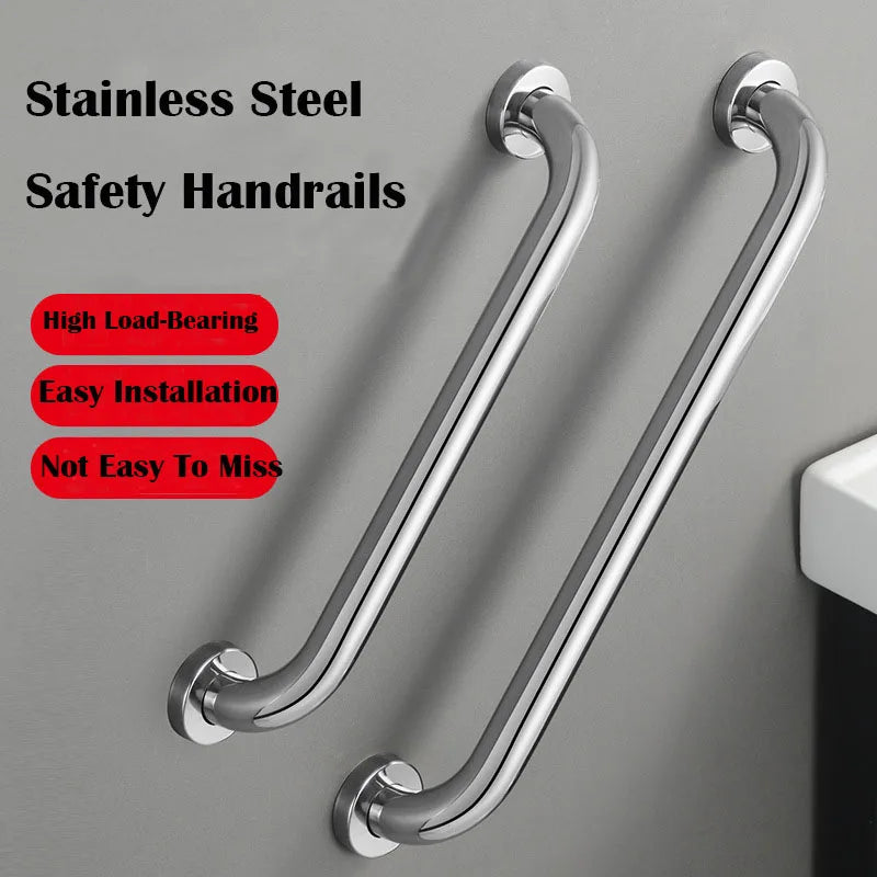 Afralia™ Stainless Steel Toilet Handrail Bar Towel Rack Shower Handle Non-slip Grip