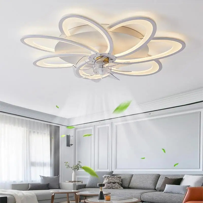 Afralia™ Smart Ceiling Fan Light with DC Motor, Luxury Design for Dining Room