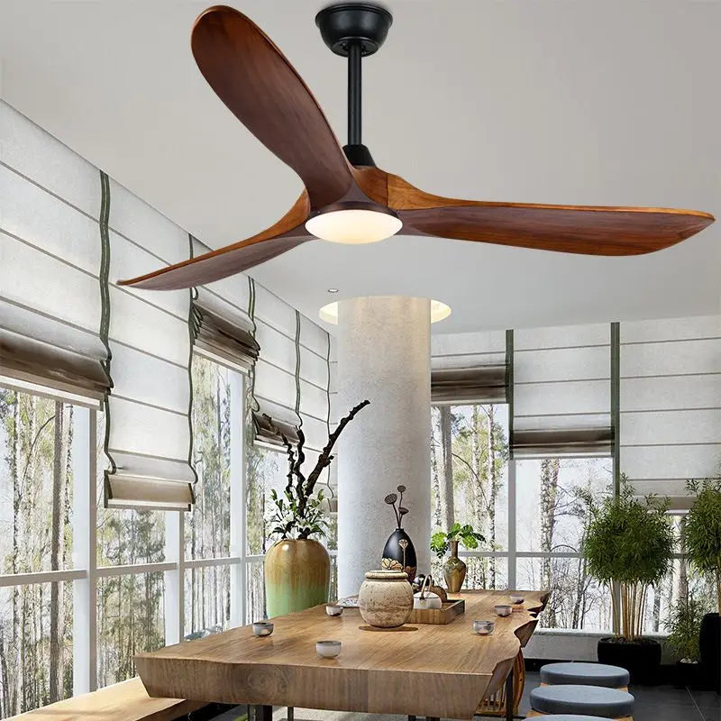 Afralia™ 88" Large Wood Blade Ceiling Fan with Remote Control and DC Motor