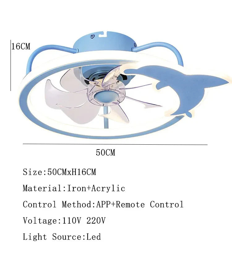 Afralia™ Smart Ceiling Fan Light with Remote Control, Electric Fan for Home, Children's Bedroom