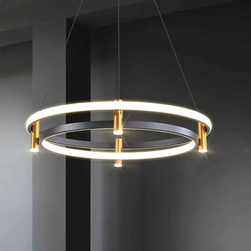 Afralia™ Modern LED Ceiling Chandelier | Two Rings 2Decks | Nordic Designer Pendant Light