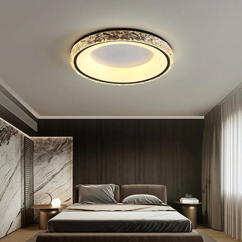 Afralia™ Concave Round LED Ceiling Light with Remote Control for Bedroom Living Room