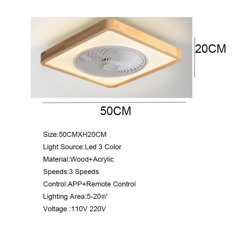 Afralia™ Wood Ceiling Fans with APP Remote Control, LED Light, and Modern Design