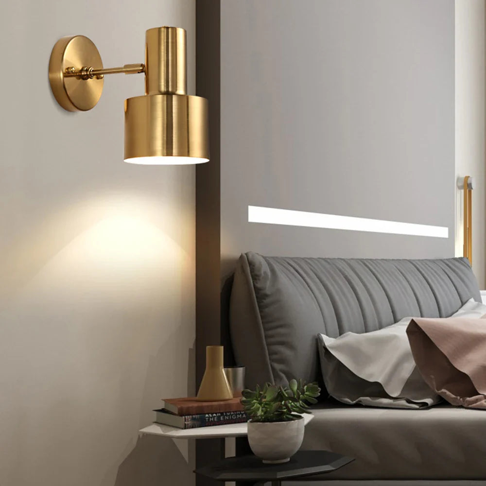 Afralia™ Nordic Brass Plated Wall Lamp for Elegant Bedroom and Office Lighting