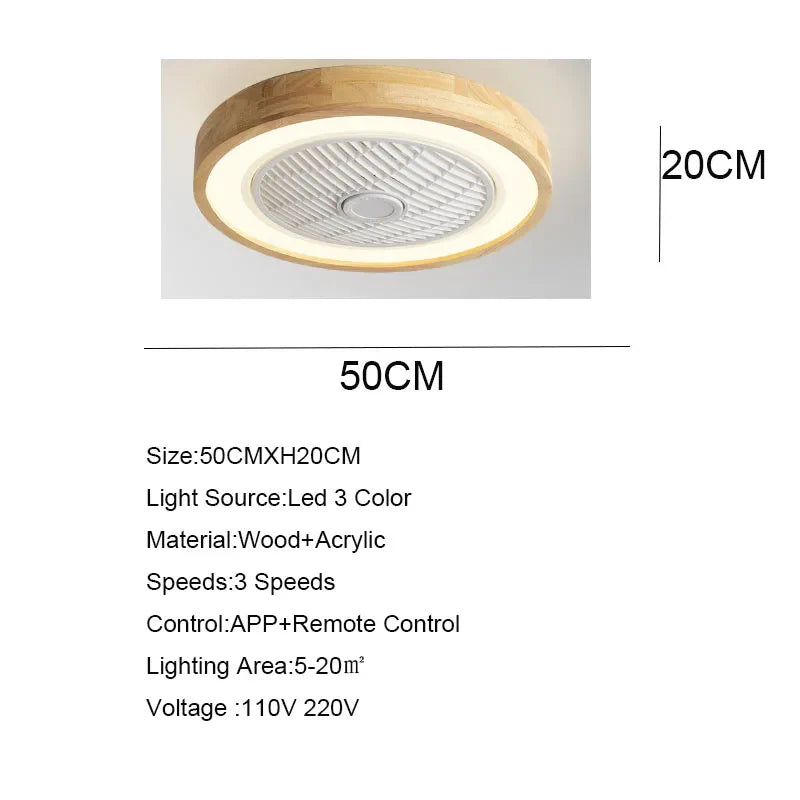 Afralia™ Wood Ceiling Fans with APP Remote Control, LED Light, and Modern Design
