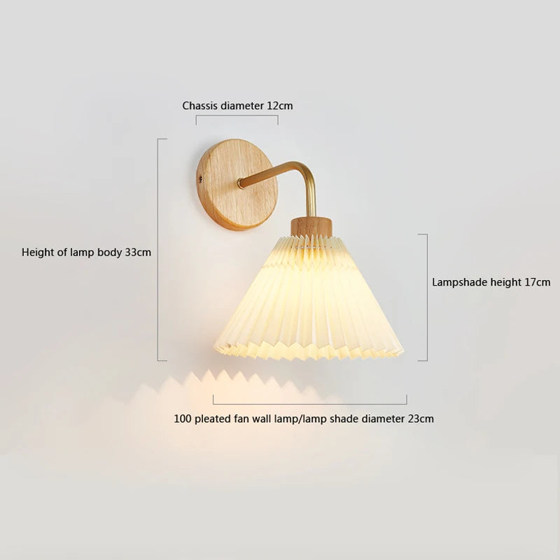 Afralia™ Nordic Wooden LED Wall Lamp - Pleated Umbrella Shape Sconce