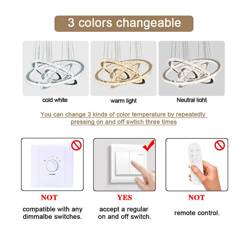 Afralia™ Luxury Crystal Ring LED Chandelier for Living & Dining Room