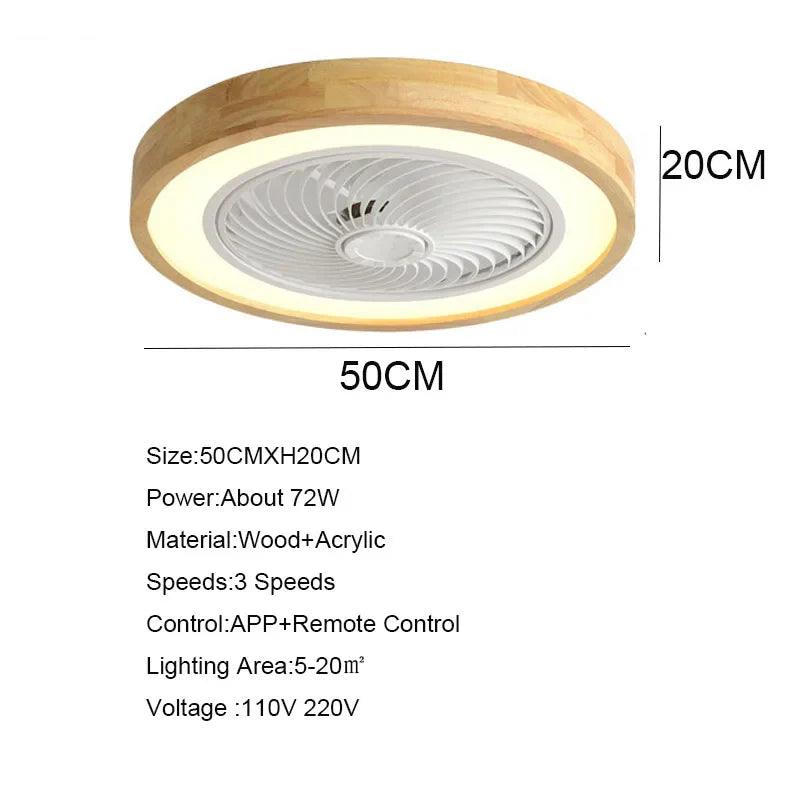 Afralia™ 20" Wood Ceiling Fan with APP Remote Control & LED Light, Modern Living Bedroom Design