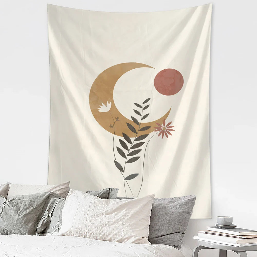 Moon Illustration Tapestry Wall Hanging Afrocentric Boho Hippie Home Decor by Afralia™