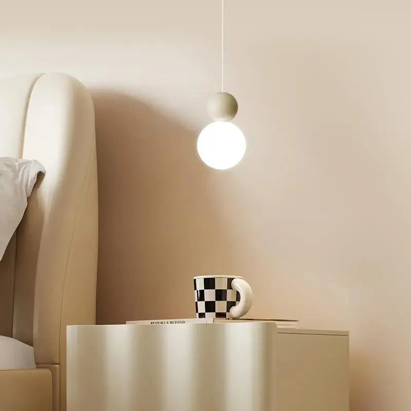 Afralia™ Minimalist Cream Ball LED Pendant Light for Living Room and Bedroom