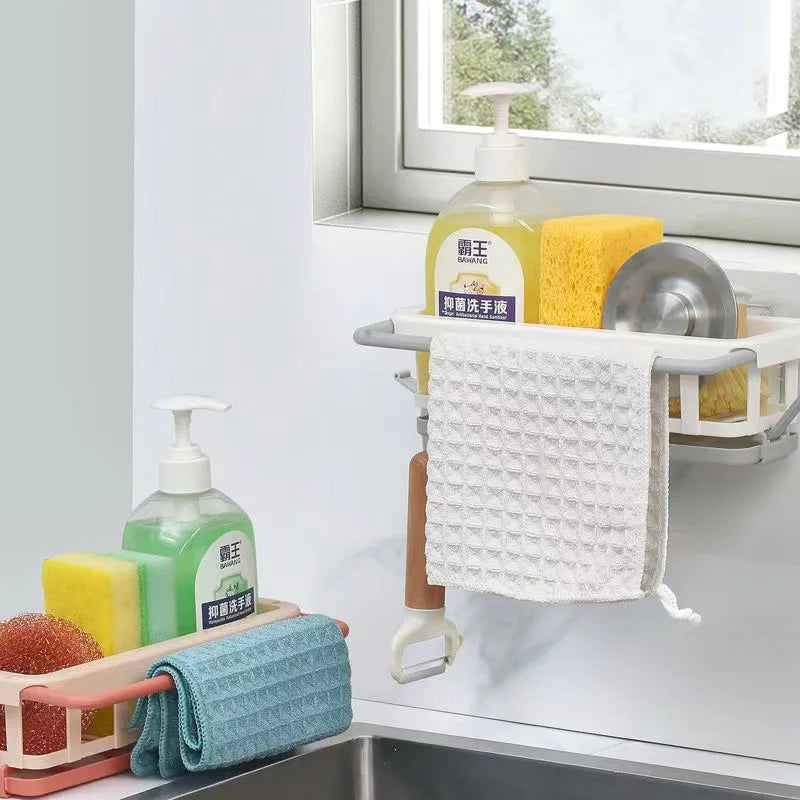 Afralia™ Sink Shelf Rack with Hooks for Kitchen and Bathroom Storage