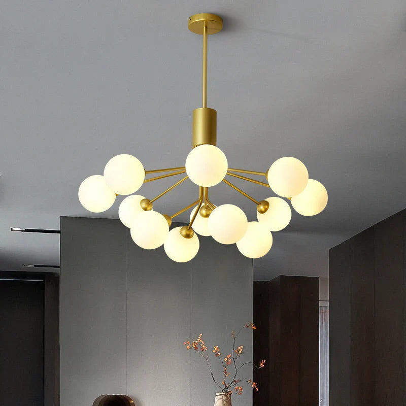 Afralia™ Nordic Glass Ball Chandelier with G9 Bulbs, Flower Bundle Design