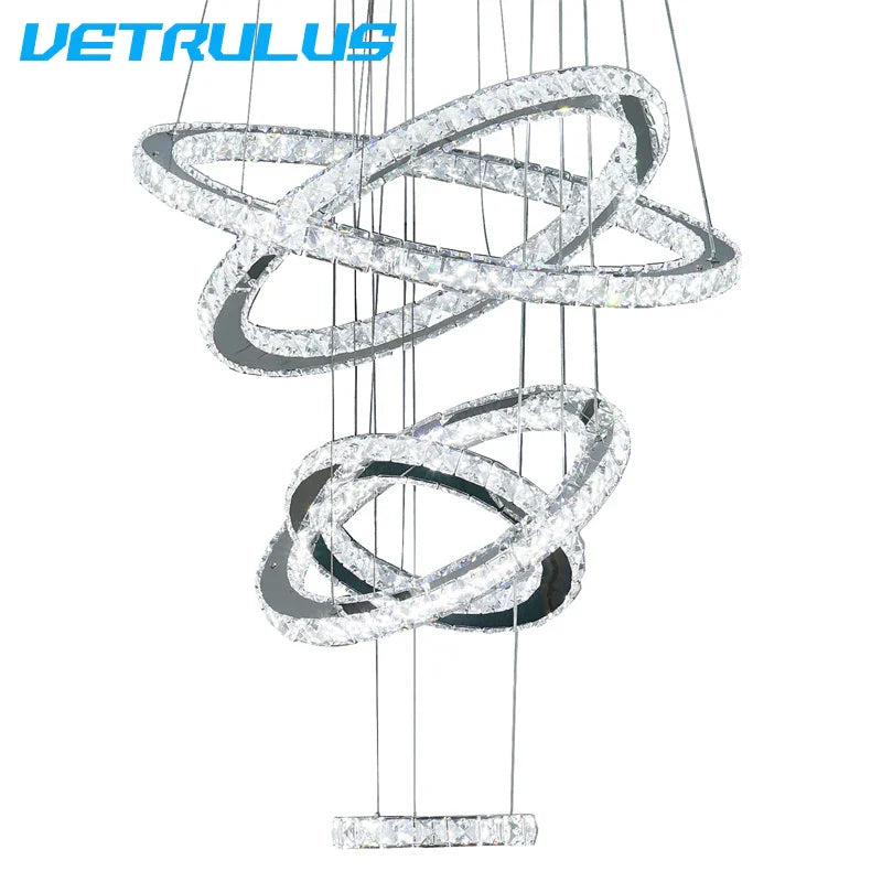 Afralia™ Luxury Crystal Ring LED Chandelier for Living & Dining Room