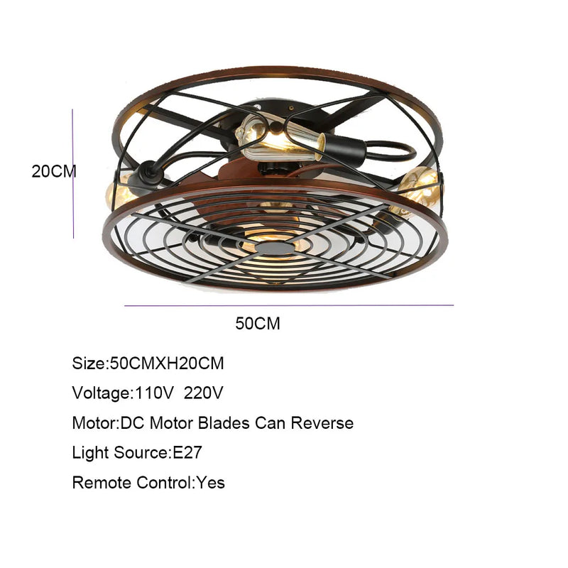 Afralia™ Retro Remote Control Ceiling Fan with Light for Living Room.